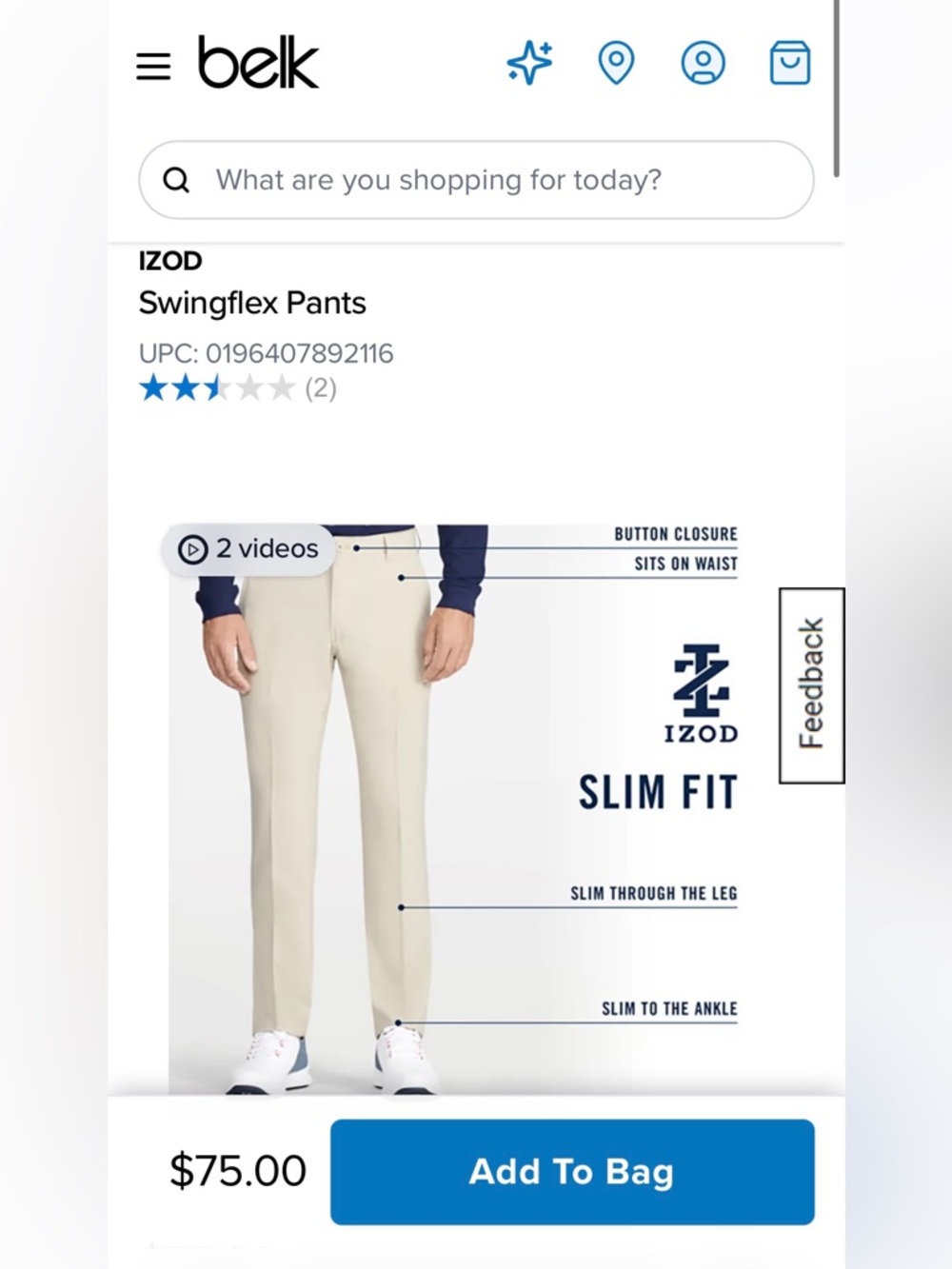 Izod Slim Fit Swingflex Pants in Light Beige